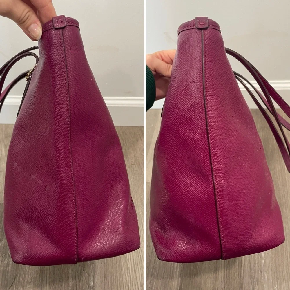 COACH✨Dahlia Purple & Gold Cross Grain Leather City Zip Tote & Wallet - Picture 8 of 16